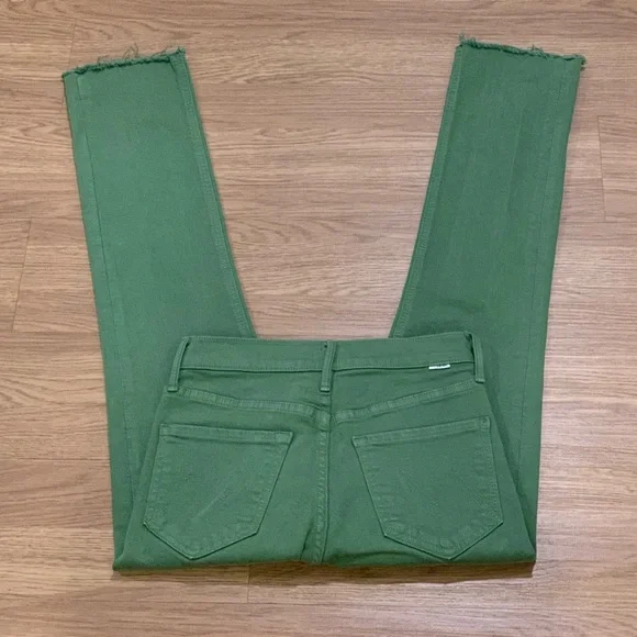 Mother The Mid Rise Dazzler Ankle Fray Play Date Jeans Juniper Green Size 26 - Picture 12 of 16